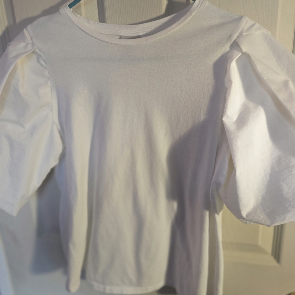 Kids White Puff Sleeve Top